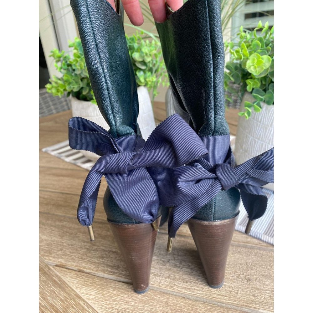 Vanessa Bruno Grosgrain Bow Heeled Boots 38 - Picture 3 of 9